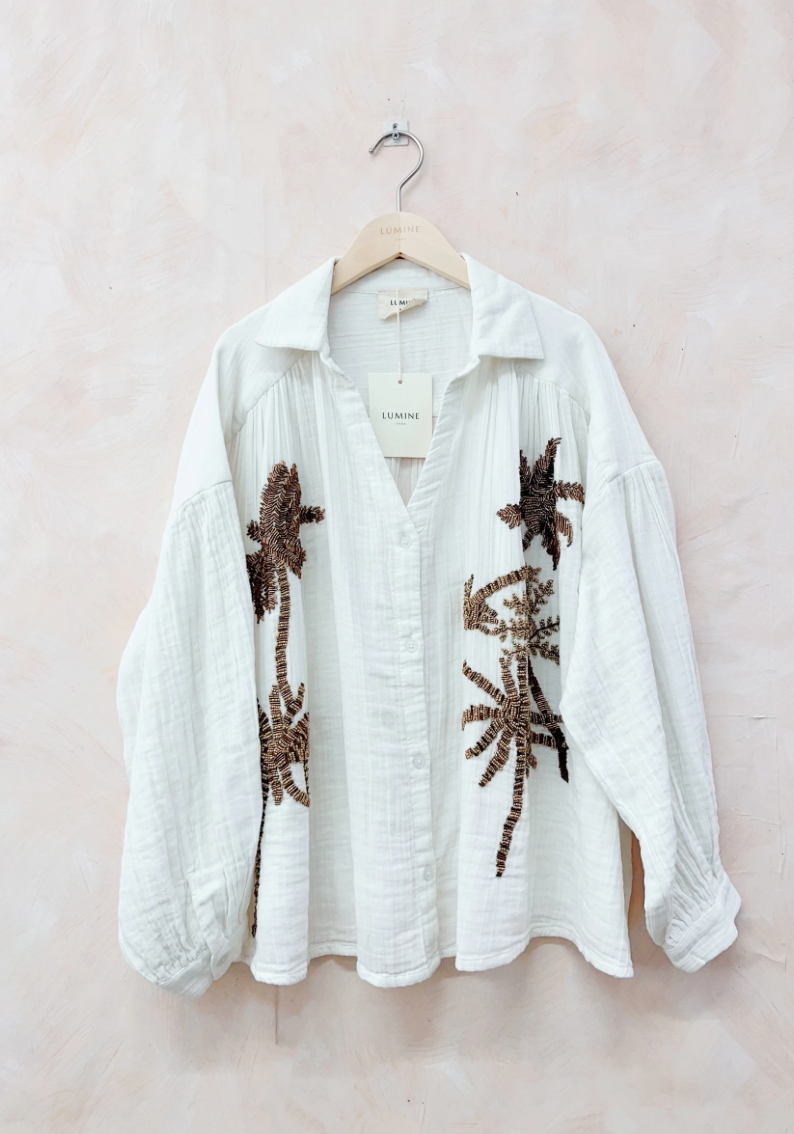 Palm Tree Print Oversized Shirt