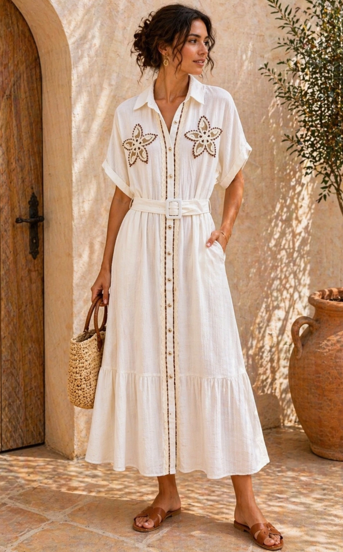 Cotton Embellished Sun Dress