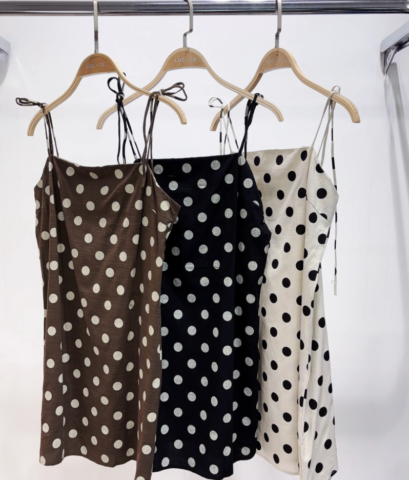 Linen Polka Dot Mini Dress